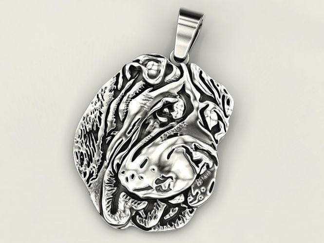 Sparky Shar Pei Dog Pendant *10k/14k/18k White, Yellow, Rose, Green Gold, Gold Plated & Silver* Pet Animal Puppy Family Charm Necklace Gift | Loni Design Group |   | Men's jewelery|Mens jewelery| Men's pendants| men's necklace|mens Pendants| skull jewelry|Ladies Jewellery| Ladies pendants|ladies skull ring| skull wedding ring| Snake jewelry| gold| silver| Platnium|