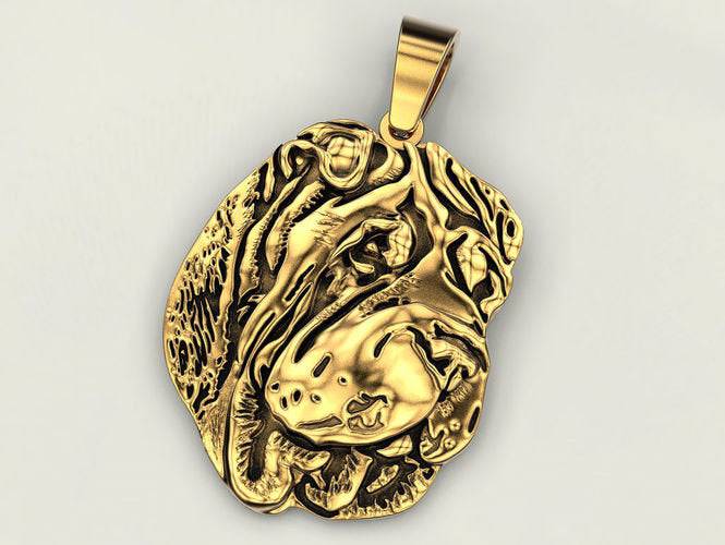 Sparky Shar Pei Dog Pendant *10k/14k/18k White, Yellow, Rose, Green Gold, Gold Plated & Silver* Pet Animal Puppy Family Charm Necklace Gift | Loni Design Group |   | Men's jewelery|Mens jewelery| Men's pendants| men's necklace|mens Pendants| skull jewelry|Ladies Jewellery| Ladies pendants|ladies skull ring| skull wedding ring| Snake jewelry| gold| silver| Platnium|