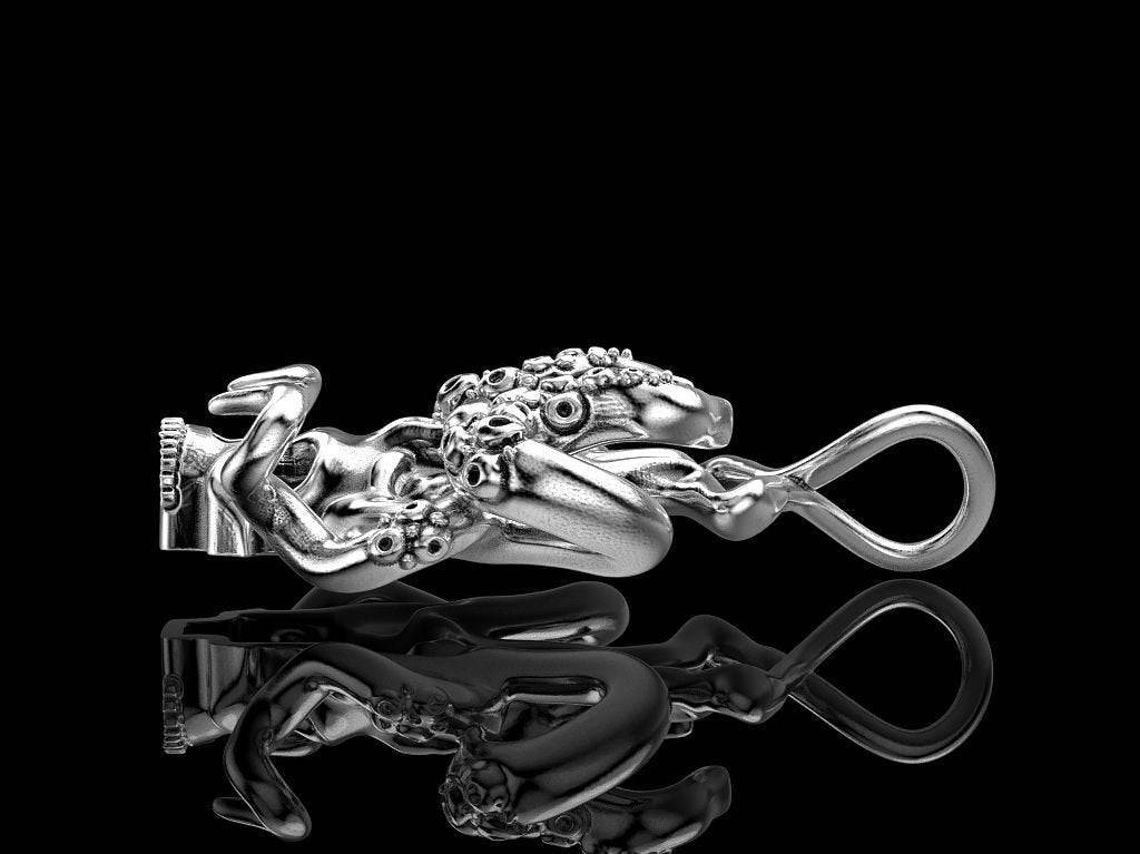 Tentacle Skull Pendant *10k/14k/18k White, Yellow, Rose, Green Gold, Gold Plated & Silver* Octopus Squid Hydra Animal Biker Punk Gothic Men | Loni Design Group |   | Men's jewelery|Mens jewelery| Men's pendants| men's necklace|mens Pendants| skull jewelry|Ladies Jewellery| Ladies pendants|ladies skull ring| skull wedding ring| Snake jewelry| gold| silver| Platnium|