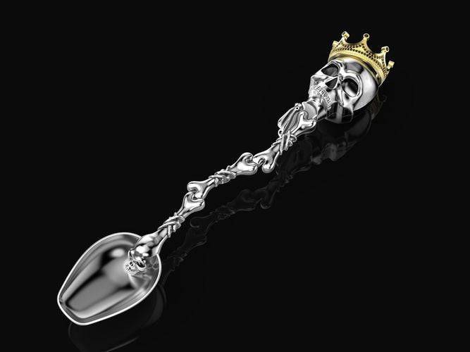 Skull and Bones Spoon *0.80 Carat Onyx and Synthetic Rubies with 10k/14k/18k White, Yellow, Rose, Green Gold, Gold Plated & Silver* Biker | Loni Design Group |   | Men's jewelery|Mens jewelery| Men's pendants| men's necklace|mens Pendants| skull jewelry|Ladies Jewellery| Ladies pendants|ladies skull ring| skull wedding ring| Snake jewelry| gold| silver| Platnium|