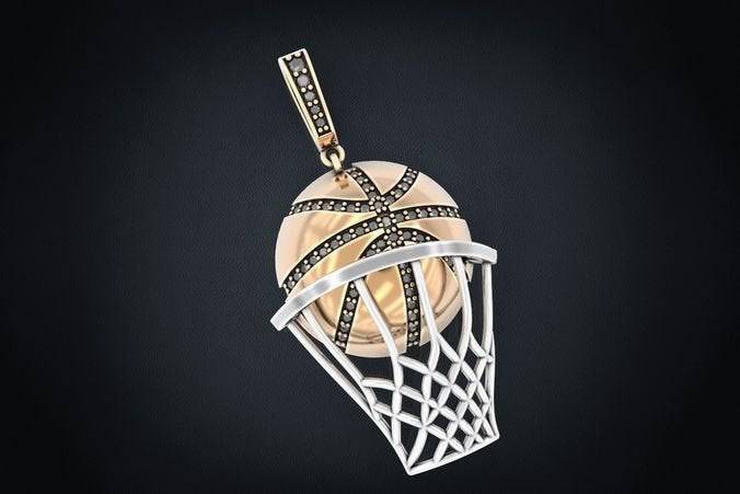 Swish Basketball Pendant *0.67 Onyx With 10k/14k/18k White, Yellow, Rose, Green Gold, Gold Plated & Silver* NBA Sport Charm Necklace Gift | Loni Design Group |   | Men's jewelery|Mens jewelery| Men's pendants| men's necklace|mens Pendants| skull jewelry|Ladies Jewellery| Ladies pendants|ladies skull ring| skull wedding ring| Snake jewelry| gold| silver| Platnium|