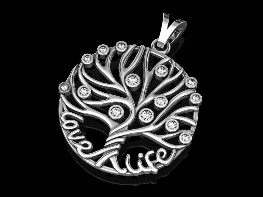 Love Life Tree Pendant *Moissanite With 10k/14k/18k White, Yellow Rose Green Gold, Gold Plated & Silver* Nature Branch Women Charm Necklace | Loni Design Group |   | Men's jewelery|Mens jewelery| Men's pendants| men's necklace|mens Pendants| skull jewelry|Ladies Jewellery| Ladies pendants|ladies skull ring| skull wedding ring| Snake jewelry| gold| silver| Platnium|