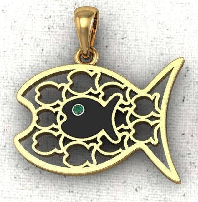 School Of Fish Pendant *10k/14k/18k White, Yellow, Rose, Green Gold, Gold Plated & Silver* Animal Boat Ship Water Pet Charm Necklace Gift | Loni Design Group |   | Men's jewelery|Mens jewelery| Men's pendants| men's necklace|mens Pendants| skull jewelry|Ladies Jewellery| Ladies pendants|ladies skull ring| skull wedding ring| Snake jewelry| gold| silver| Platnium|