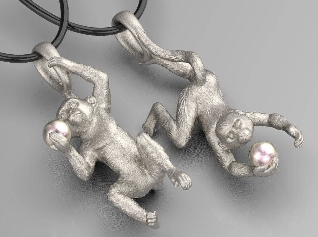 Abu Monkey Pendant *Pearl With 10k/14k/18k White, Yellow, Rose, Green Gold, Gold Plated & Silver* Animal Zoo Pet Vet Chimp Charm Necklace | Loni Design Group |   | Men's jewelery|Mens jewelery| Men's pendants| men's necklace|mens Pendants| skull jewelry|Ladies Jewellery| Ladies pendants|ladies skull ring| skull wedding ring| Snake jewelry| gold| silver| Platnium|