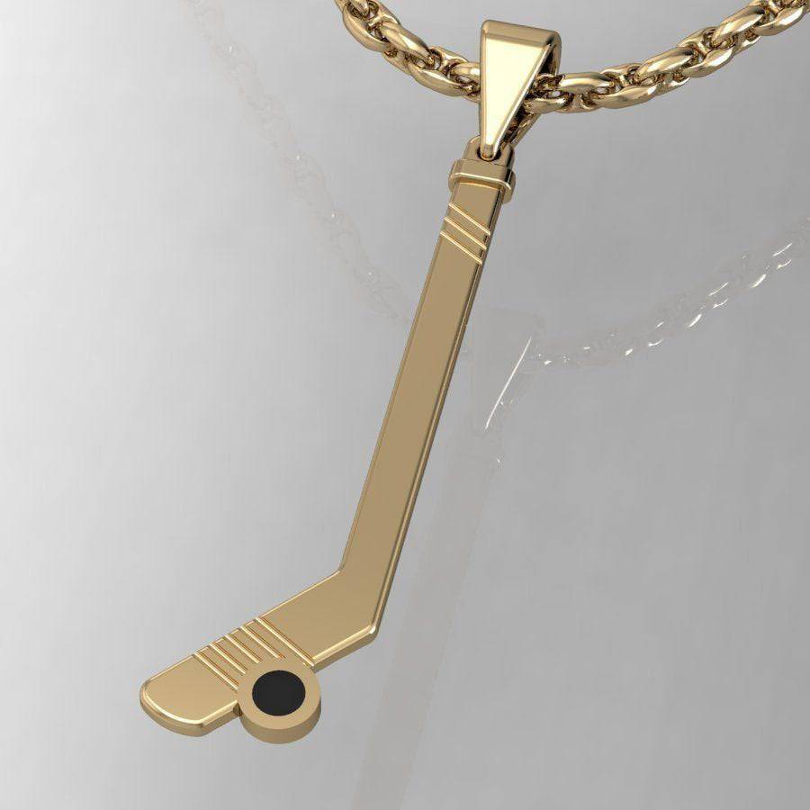 Slap Shot Hockey Pendant  *10k/14k/18k White, Yellow, Rose, Green Gold, Gold Plated & Silver* NHL Puck Ice Sports Stick Charm Necklace Gift | Loni Design Group |   | Men's jewelery|Mens jewelery| Men's pendants| men's necklace|mens Pendants| skull jewelry|Ladies Jewellery| Ladies pendants|ladies skull ring| skull wedding ring| Snake jewelry| gold| silver| Platnium|