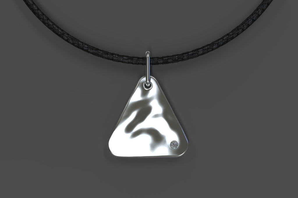 Triangle Ripple Pendant *Moissanite With 10k/14k/18k White, Yellow, Rose, Green Gold, Gold Plated & Silver* Water Wave Boat Charm Necklace | Loni Design Group |   | Men's jewelery|Mens jewelery| Men's pendants| men's necklace|mens Pendants| skull jewelry|Ladies Jewellery| Ladies pendants|ladies skull ring| skull wedding ring| Snake jewelry| gold| silver| Platnium|