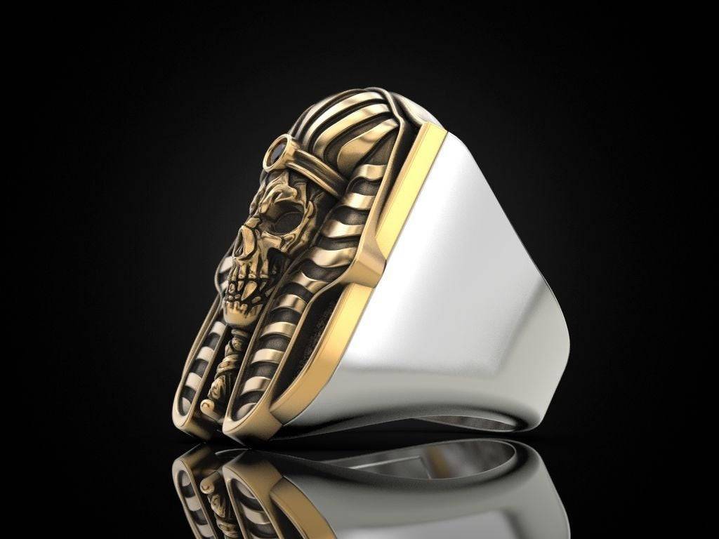 Pharaoh Skull Ring | Loni Design Group | Rings  | Men's jewelery|Mens jewelery| Men's pendants| men's necklace|mens Pendants| skull jewelry|Ladies Jewellery| Ladies pendants|ladies skull ring| skull wedding ring| Snake jewelry| gold| silver| Platnium|