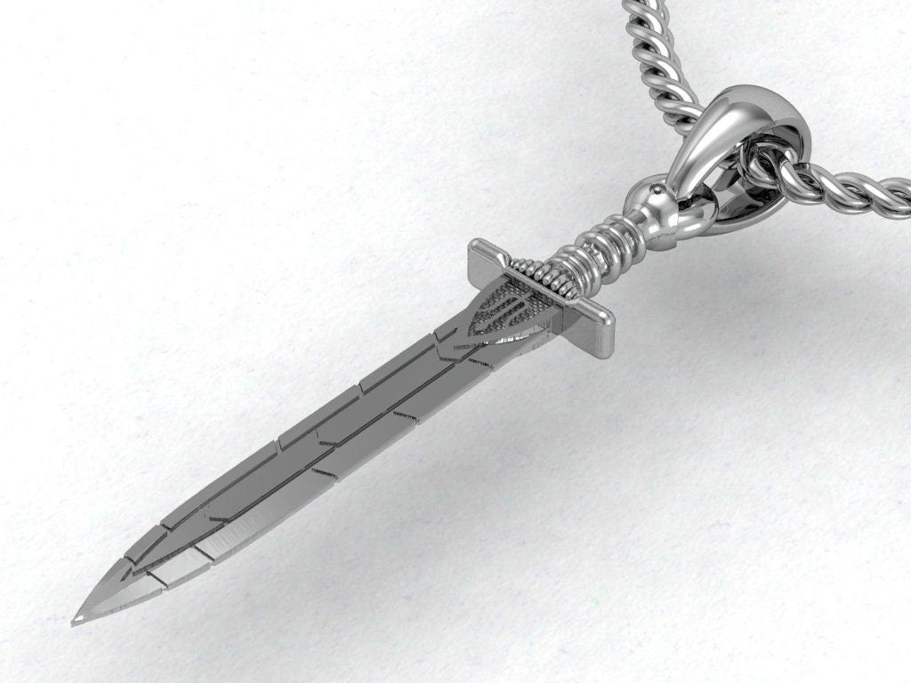 Tizona Sword Pendant *10k/14k/18k White, Yellow, Rose, Green Gold, Gold Plated & Silver* Warrior Weapon LARP Blade Men Man Charm Necklace