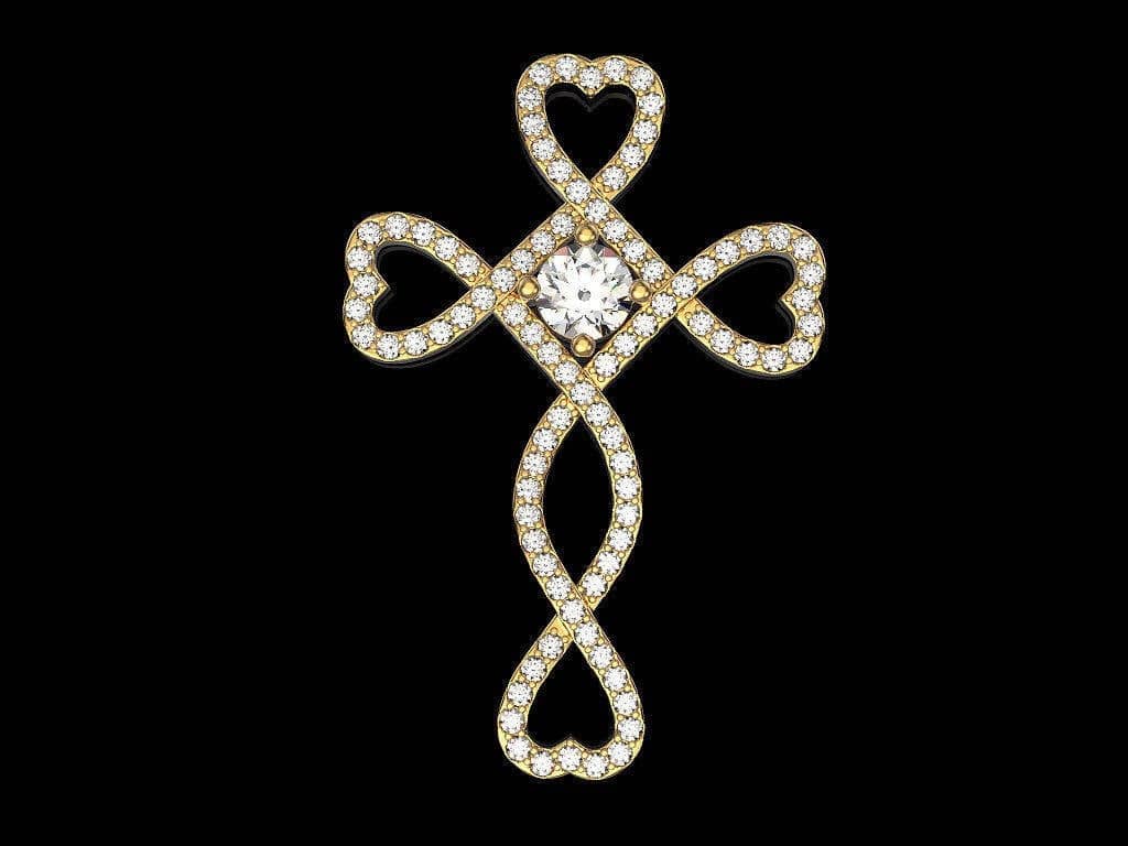 Grace Cross Pendant *0.68 Carat Moissanite With 10k/14k/18k White, Yellow, Rose Green Gold, Gold Plated & Silver* Heart Crucifix Charm Gift | Loni Design Group |   | Men's jewelery|Mens jewelery| Men's pendants| men's necklace|mens Pendants| skull jewelry|Ladies Jewellery| Ladies pendants|ladies skull ring| skull wedding ring| Snake jewelry| gold| silver| Platnium|