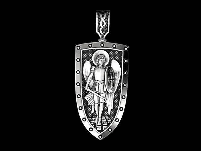 St Michael Archangel Pendant *10k/14k/18k White, Yellow, Rose, Green Gold, Gold Plated & Silver* Church Jesus Christ Cross Charm Necklace | Loni Design Group |   | Men's jewelery|Mens jewelery| Men's pendants| men's necklace|mens Pendants| skull jewelry|Ladies Jewellery| Ladies pendants|ladies skull ring| skull wedding ring| Snake jewelry| gold| silver| Platnium|