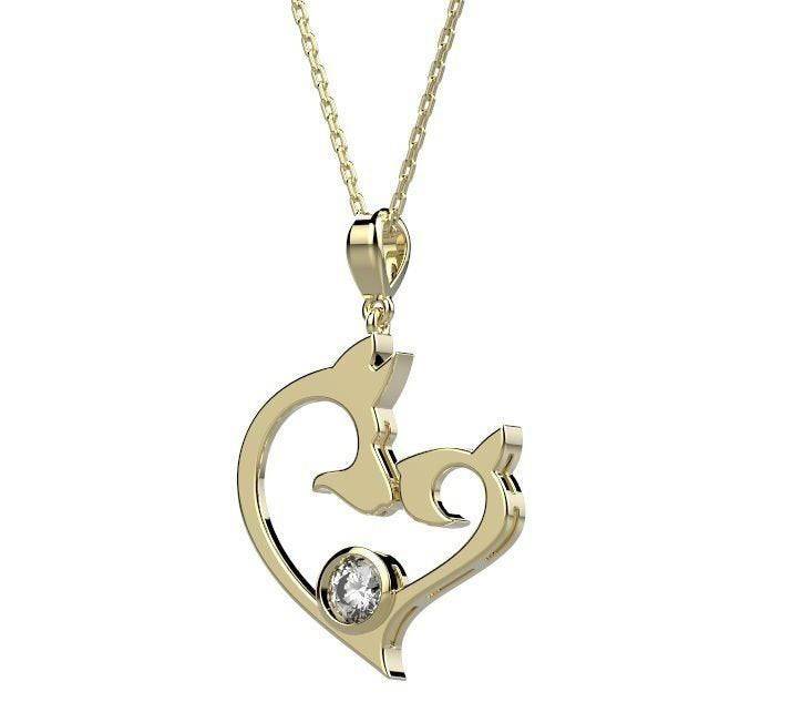 Puppy Love Dog Pendant *Moissanite With 10k/14k/18k White, Yellow, Rose, Green Gold, Gold Plated & Silver* Pet Animal Friend Heart Charm | Loni Design Group |   | Men's jewelery|Mens jewelery| Men's pendants| men's necklace|mens Pendants| skull jewelry|Ladies Jewellery| Ladies pendants|ladies skull ring| skull wedding ring| Snake jewelry| gold| silver| Platnium|