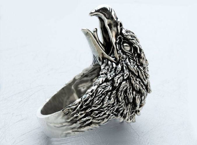 Solid Sterling Silver Eagle Ring - Outlaw Biker Jewelry
