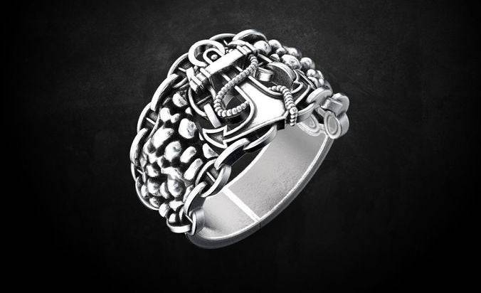 Lewis And Clark Anchor Ring | Loni Design Group | Rings  | Men's jewelery|Mens jewelery| Men's pendants| men's necklace|mens Pendants| skull jewelry|Ladies Jewellery| Ladies pendants|ladies skull ring| skull wedding ring| Snake jewelry| gold| silver| Platnium|
