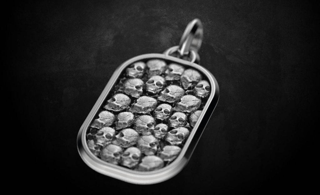In The Shadows Skull Pendant *10k/14k/18k White, Yellow, Rose, Green Gold, Gold Plated & Silver* Skeleton Dog Tag Gothic Biker Punk Charm | Loni Design Group |   | Men's jewelery|Mens jewelery| Men's pendants| men's necklace|mens Pendants| skull jewelry|Ladies Jewellery| Ladies pendants|ladies skull ring| skull wedding ring| Snake jewelry| gold| silver| Platnium|