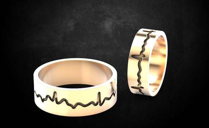 Check Your Pulse Ring *10k/14k/18k White, Yellow Rose Green Gold, Gold Plated & Silver* Heartbeat Wave Beat Sound Thumb Band Men Women Gift | Loni Design Group |   | Men's jewelery|Mens jewelery| Men's pendants| men's necklace|mens Pendants| skull jewelry|Ladies Jewellery| Ladies pendants|ladies skull ring| skull wedding ring| Snake jewelry| gold| silver| Platnium|