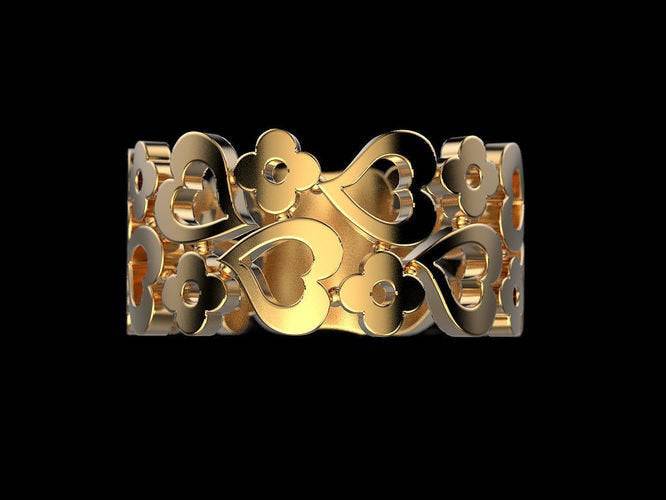 Hearts And Clovers Ring | Loni Design Group | Rings  | Men's jewelery|Mens jewelery| Men's pendants| men's necklace|mens Pendants| skull jewelry|Ladies Jewellery| Ladies pendants|ladies skull ring| skull wedding ring| Snake jewelry| gold| silver| Platnium|