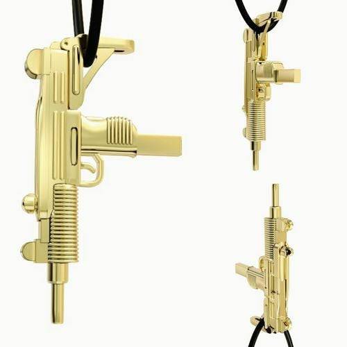 Say Hello To My Little Friend Uzi Pendant *10k/14k/18k White, Yellow, Rose, Green Gold, Gold Plated & Silver* Gun Weapon Bullet Ammo Charm | Loni Design Group |   | Men's jewelery|Mens jewelery| Men's pendants| men's necklace|mens Pendants| skull jewelry|Ladies Jewellery| Ladies pendants|ladies skull ring| skull wedding ring| Snake jewelry| gold| silver| Platnium|