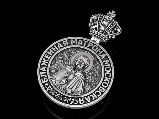 St Matrona Of Moscow Pendant *Moissanite With 10k/14k/18k White, Yellow, Rose Green Gold, Gold Plated & Silver* Russian Orthodox Charm Gift | Loni Design Group |   | Men's jewelery|Mens jewelery| Men's pendants| men's necklace|mens Pendants| skull jewelry|Ladies Jewellery| Ladies pendants|ladies skull ring| skull wedding ring| Snake jewelry| gold| silver| Platnium|