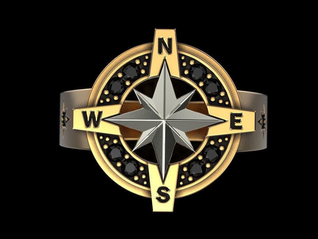 North Star Compass Ring | Loni Design Group | Rings  | Men's jewelery|Mens jewelery| Men's pendants| men's necklace|mens Pendants| skull jewelry|Ladies Jewellery| Ladies pendants|ladies skull ring| skull wedding ring| Snake jewelry| gold| silver| Platnium|