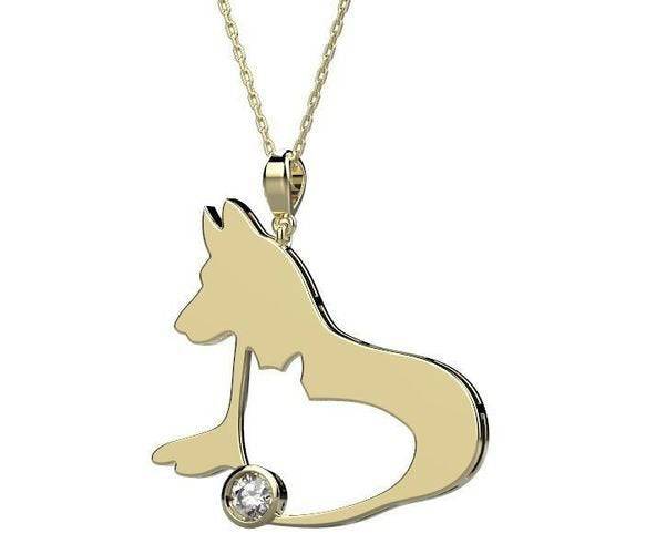 Cat-Dog Pet Pendant *Moissanite With 10k/14k/18k White, Yellow, Rose, Green Gold, Gold Plated & Silver* Animal Kitten Puppy Charm Necklace | Loni Design Group |   | Men's jewelery|Mens jewelery| Men's pendants| men's necklace|mens Pendants| skull jewelry|Ladies Jewellery| Ladies pendants|ladies skull ring| skull wedding ring| Snake jewelry| gold| silver| Platnium|