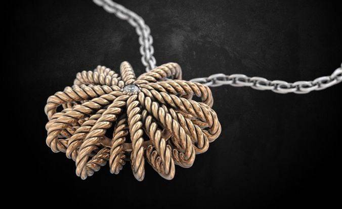 All Tied Up Rope Pendant *Moissanite With 10k/14k/18k White, Yellow, Rose, Green Gold, Gold Plated & Silver* Twist Bend Bent Charm Necklace | Loni Design Group |   | Men's jewelery|Mens jewelery| Men's pendants| men's necklace|mens Pendants| skull jewelry|Ladies Jewellery| Ladies pendants|ladies skull ring| skull wedding ring| Snake jewelry| gold| silver| Platnium|