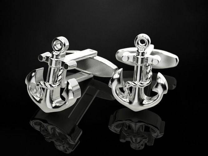 Drop The Anchor Cufflinks *10k/14k/18k White, Yellow, Rose, Green Gold, Gold Plated & Silver* Boat Ship Sailor Navy Suit Shirt Tuxedo Men | Loni Design Group |   | Men's jewelery|Mens jewelery| Men's pendants| men's necklace|mens Pendants| skull jewelry|Ladies Jewellery| Ladies pendants|ladies skull ring| skull wedding ring| Snake jewelry| gold| silver| Platnium|