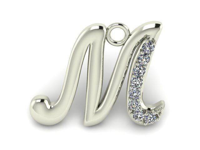 M Is For... Pendant *Moissanite With *10k/14k/18k White, Yellow, Rose Green Gold, Gold Plated & Silver* Name Letter Alphabet Charm Necklace | Loni Design Group |   | Men's jewelery|Mens jewelery| Men's pendants| men's necklace|mens Pendants| skull jewelry|Ladies Jewellery| Ladies pendants|ladies skull ring| skull wedding ring| Snake jewelry| gold| silver| Platnium|