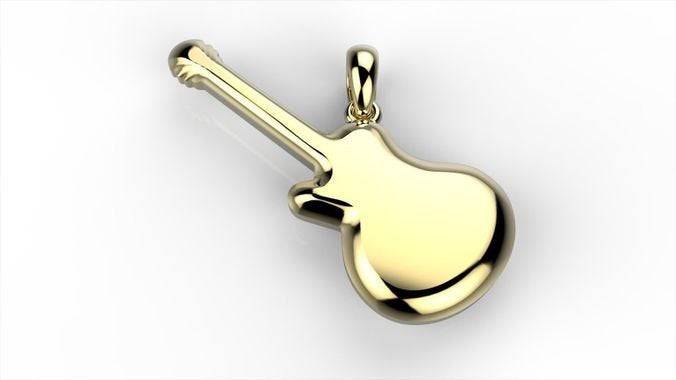 Rockstar Guitar Pendant *10k/14k/18k White, Yellow, Rose, Green Gold, Gold Plated & Silver* Music Bass Instrument Punk Band Charm Necklace | Loni Design Group |   | Men's jewelery|Mens jewelery| Men's pendants| men's necklace|mens Pendants| skull jewelry|Ladies Jewellery| Ladies pendants|ladies skull ring| skull wedding ring| Snake jewelry| gold| silver| Platnium|