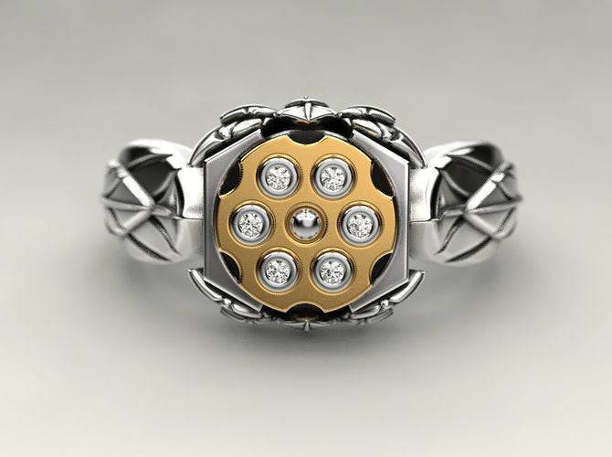 Floral 6 Shooter Ring | Loni Design Group | Rings  | Men's jewelery|Mens jewelery| Men's pendants| men's necklace|mens Pendants| skull jewelry|Ladies Jewellery| Ladies pendants|ladies skull ring| skull wedding ring| Snake jewelry| gold| silver| Platnium|