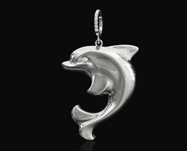 Flipper Dolphin Pendant *Moissanite 10k/14k/18k White, Yellow, Rose Green Gold, Gold Plated & Silver* Animal Fish Water Boat Charm Necklace | Loni Design Group |   | Men's jewelery|Mens jewelery| Men's pendants| men's necklace|mens Pendants| skull jewelry|Ladies Jewellery| Ladies pendants|ladies skull ring| skull wedding ring| Snake jewelry| gold| silver| Platnium|