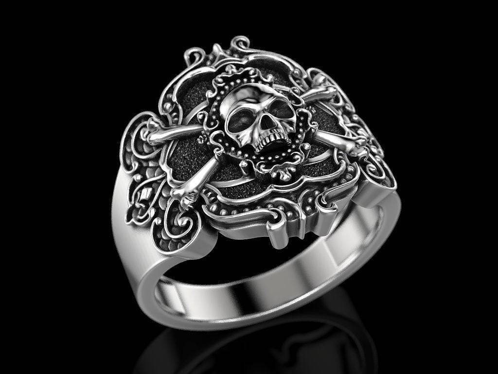 Crossbones Skull Ring | Loni Design Group | Rings  | Men's jewelery|Mens jewelery| Men's pendants| men's necklace|mens Pendants| skull jewelry|Ladies Jewellery| Ladies pendants|ladies skull ring| skull wedding ring| Snake jewelry| gold| silver| Platnium|