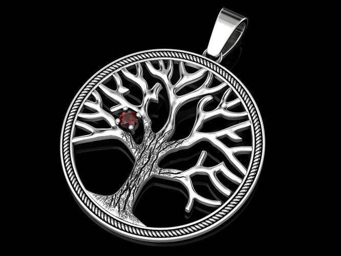 Tree Of Death Pendant *Synthetic Ruby 10k/14k/18k White, Yellow, Rose, Green Gold, Gold Plated & Silver* Nature Branch Charm Necklace Gift | Loni Design Group |   | Men's jewelery|Mens jewelery| Men's pendants| men's necklace|mens Pendants| skull jewelry|Ladies Jewellery| Ladies pendants|ladies skull ring| skull wedding ring| Snake jewelry| gold| silver| Platnium|