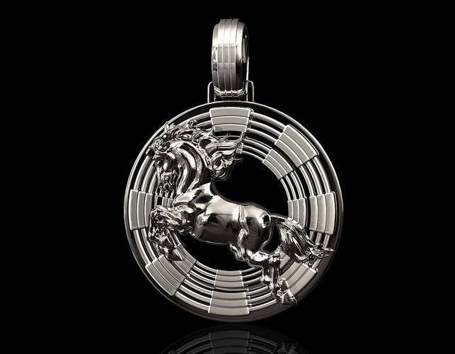 Seattle Slew Horse Pendant *10k/14k/18k White, Yellow, Rose, Green Gold, Gold Plated & Silver* Animal Charm Necklace Farm Pet Race Cowboy | Loni Design Group |   | Men's jewelery|Mens jewelery| Men's pendants| men's necklace|mens Pendants| skull jewelry|Ladies Jewellery| Ladies pendants|ladies skull ring| skull wedding ring| Snake jewelry| gold| silver| Platnium|