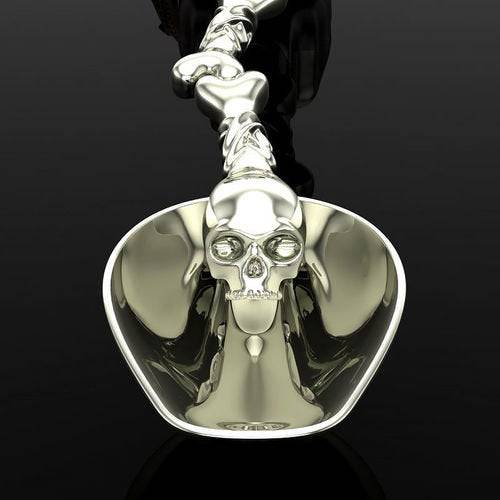 Skull and Bones Spoon *0.80 Carat Onyx and Synthetic Rubies with 10k/14k/18k White, Yellow, Rose, Green Gold, Gold Plated & Silver* Biker | Loni Design Group |   | Men's jewelery|Mens jewelery| Men's pendants| men's necklace|mens Pendants| skull jewelry|Ladies Jewellery| Ladies pendants|ladies skull ring| skull wedding ring| Snake jewelry| gold| silver| Platnium|
