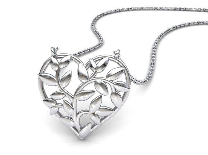 Mother Nature Heart Pendant *10k/14k/18k White, Yellow, Rose Green Gold, Gold Plated & Silver* Leaf Tree Flower Floral Women Necklace Charm | Loni Design Group |   | Men's jewelery|Mens jewelery| Men's pendants| men's necklace|mens Pendants| skull jewelry|Ladies Jewellery| Ladies pendants|ladies skull ring| skull wedding ring| Snake jewelry| gold| silver| Platnium|