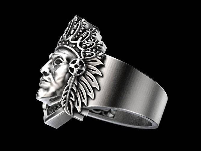 Indian Chief Ring | Loni Design Group | Rings  | Men's jewelery|Mens jewelery| Men's pendants| men's necklace|mens Pendants| skull jewelry|Ladies Jewellery| Ladies pendants|ladies skull ring| skull wedding ring| Snake jewelry| gold| silver| Platnium|
