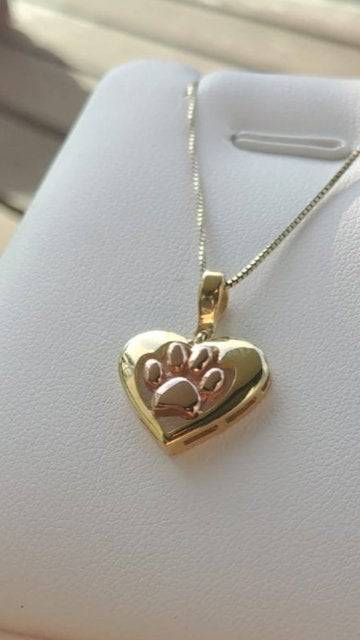 14K Solid Gold Dog Cat Combination Charm - Gold Dog Charms - Gold Cat Charms