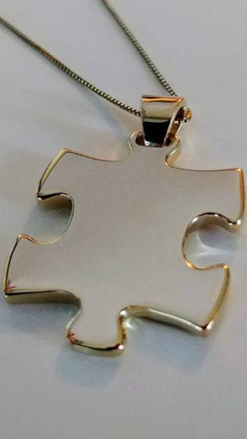Puzzle Master Pendant *10k/14k/18k White, Yellow, Rose, Green Gold, Gold Plated & Silver* Jigsaw Piece Game Toy Kid Charm Necklace Gift Fun | Loni Design Group |   | Men's jewelery|Mens jewelery| Men's pendants| men's necklace|mens Pendants| skull jewelry|Ladies Jewellery| Ladies pendants|ladies skull ring| skull wedding ring| Snake jewelry| gold| silver| Platnium|