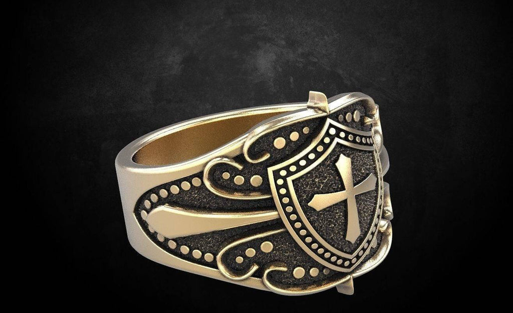 Crusader Shield Ring | Loni Design Group | Rings  | Men's jewelery|Mens jewelery| Men's pendants| men's necklace|mens Pendants| skull jewelry|Ladies Jewellery| Ladies pendants|ladies skull ring| skull wedding ring| Snake jewelry| gold| silver| Platnium|