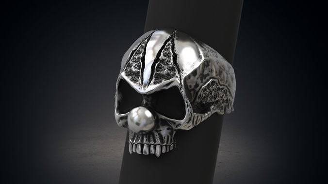 Pennywise Clown Skull Ring | Loni Design Group | Rings  | Men's jewelery|Mens jewelery| Men's pendants| men's necklace|mens Pendants| skull jewelry|Ladies Jewellery| Ladies pendants|ladies skull ring| skull wedding ring| Snake jewelry| gold| silver| Platnium|