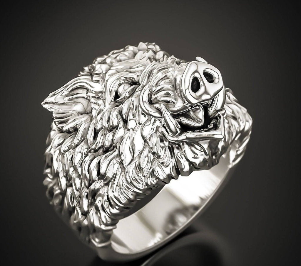 Wild Boar Ring | Loni Design Group | Rings  | Men's jewelery|Mens jewelery| Men's pendants| men's necklace|mens Pendants| skull jewelry|Ladies Jewellery| Ladies pendants|ladies skull ring| skull wedding ring| Snake jewelry| gold| silver| Platnium|