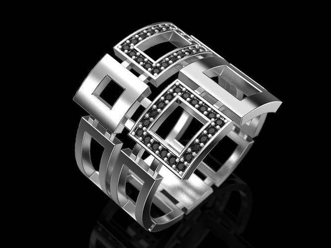Square Squared Ring | Loni Design Group | Rings  | Men's jewelery|Mens jewelery| Men's pendants| men's necklace|mens Pendants| skull jewelry|Ladies Jewellery| Ladies pendants|ladies skull ring| skull wedding ring| Snake jewelry| gold| silver| Platnium|