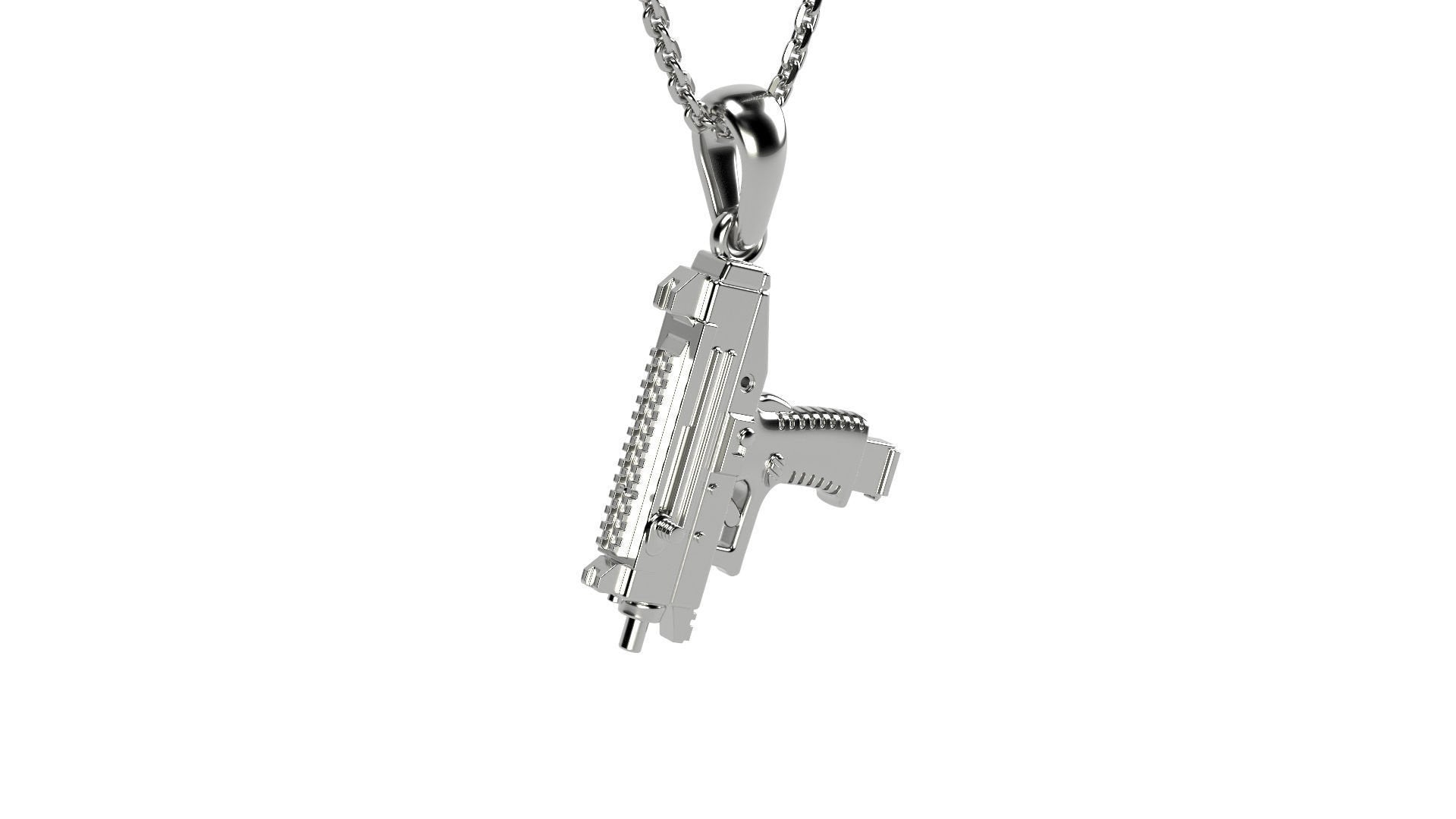 Uzi Sub Machine Gun Pendant *10k/14k/18k White, Yellow, Rose