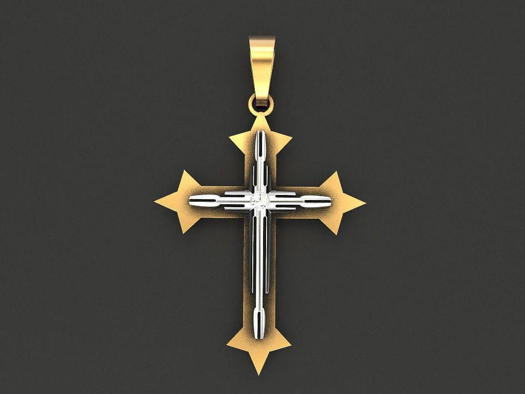 Pope Pius XI Cross Pendant *Moissanite With 10k/14k/18k White, Yellow, Rose, Green Gold, Gold Plated & Silver* Crucifix Jesus Christ Charm | Loni Design Group |   | Men's jewelery|Mens jewelery| Men's pendants| men's necklace|mens Pendants| skull jewelry|Ladies Jewellery| Ladies pendants|ladies skull ring| skull wedding ring| Snake jewelry| gold| silver| Platnium|