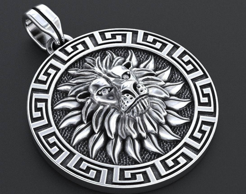 Fire Lion Pendant *Ruby With 10k/14k/18k White, Yellow, Rose, Green Gold, Gold Plated & Silver* Animal Leo Zodiac Astrology Charm Necklace | Loni Design Group |   | Men's jewelery|Mens jewelery| Men's pendants| men's necklace|mens Pendants| skull jewelry|Ladies Jewellery| Ladies pendants|ladies skull ring| skull wedding ring| Snake jewelry| gold| silver| Platnium|