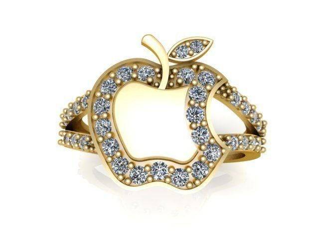 Ring made of 316L steel in silver colour, apple contour with round clear  zircon | Jewelry Eshop