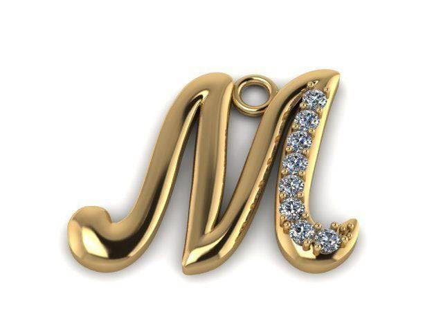 M Is For... Pendant *Moissanite With *10k/14k/18k White, Yellow, Rose Green Gold, Gold Plated & Silver* Name Letter Alphabet Charm Necklace | Loni Design Group |   | Men's jewelery|Mens jewelery| Men's pendants| men's necklace|mens Pendants| skull jewelry|Ladies Jewellery| Ladies pendants|ladies skull ring| skull wedding ring| Snake jewelry| gold| silver| Platnium|