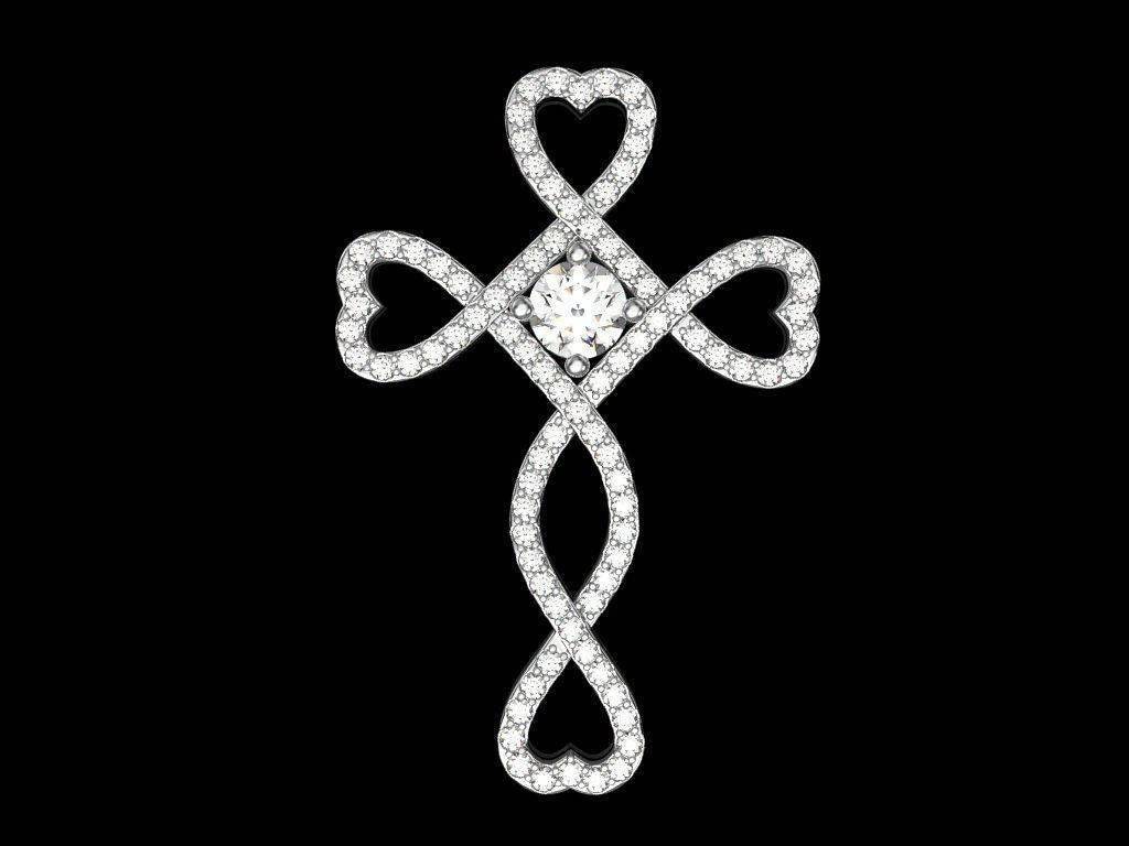 Grace Cross Pendant *0.68 Carat Moissanite With 10k/14k/18k White, Yellow, Rose Green Gold, Gold Plated & Silver* Heart Crucifix Charm Gift | Loni Design Group |   | Men's jewelery|Mens jewelery| Men's pendants| men's necklace|mens Pendants| skull jewelry|Ladies Jewellery| Ladies pendants|ladies skull ring| skull wedding ring| Snake jewelry| gold| silver| Platnium|