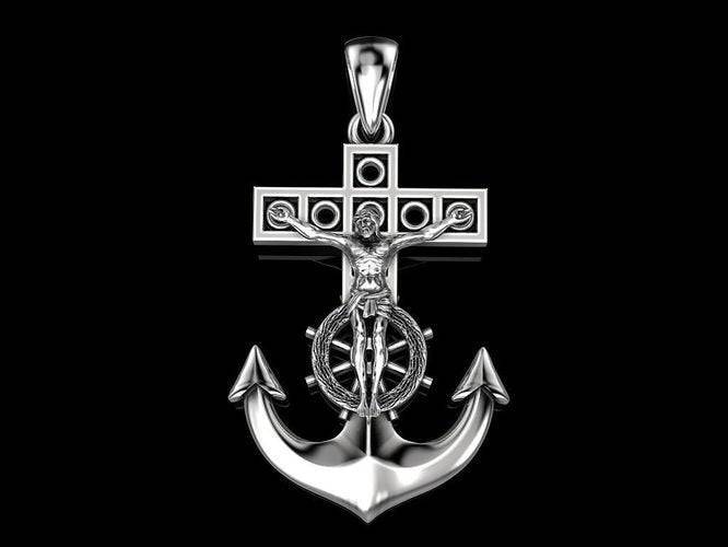 Guide My Way Cross Pendant *10k/14k/18k White, Yellow, Rose, Green Gold, Gold Plated & Silver* Ship Boat Anchor Navy Christ Charm Necklace | Loni Design Group |   | Men's jewelery|Mens jewelery| Men's pendants| men's necklace|mens Pendants| skull jewelry|Ladies Jewellery| Ladies pendants|ladies skull ring| skull wedding ring| Snake jewelry| gold| silver| Platnium|