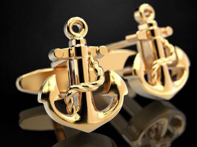Drop The Anchor Cufflinks *10k/14k/18k White, Yellow, Rose, Green Gold, Gold Plated & Silver* Boat Ship Sailor Navy Suit Shirt Tuxedo Men | Loni Design Group |   | Men's jewelery|Mens jewelery| Men's pendants| men's necklace|mens Pendants| skull jewelry|Ladies Jewellery| Ladies pendants|ladies skull ring| skull wedding ring| Snake jewelry| gold| silver| Platnium|